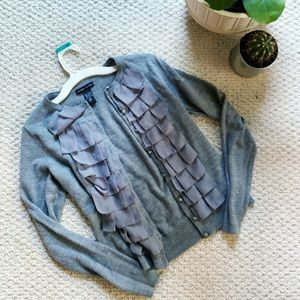 Grey button down cardigan with rhinestone buttons